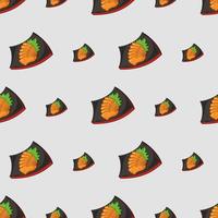 cartoon sashimi-salmon, japanese food seamless pattern on colorful background vector