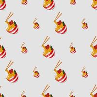 cartoon ramen, japanese food seamless pattern on colorful background vector