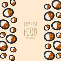 arroz al curry de dibujos animados, comida japonesa fondo de borde de marco de comida japonesa vector