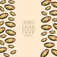 cartoon yakisoba, japanese food frame border background vector