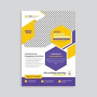 School admission education kids learning flyer design template vector