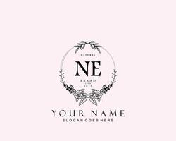Initial NE beauty monogram and elegant logo design, handwriting logo of initial signature, wedding, fashion, floral and botanical with creative template. vector