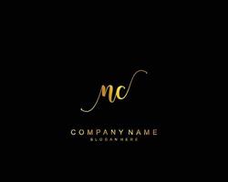 Initial NC beauty monogram and elegant logo design, handwriting logo of initial signature, wedding, fashion, floral and botanical with creative template. vector