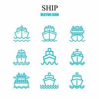 Nautical ship icon template set. Stock vector illustration.