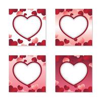 conjunto de carteles de concepto de día de san valentín. ilustración vectorial corazón rosa y rosa degradado con marco sobre fondo geométrico. linda pancarta de venta de amor o tarjeta de felicitación vector