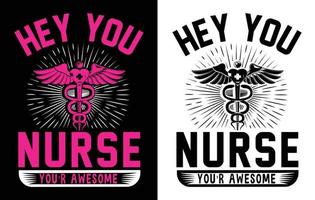 paquete de diseño de camiseta de enfermera vector