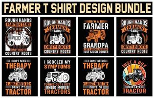 paquete de diseño de camisetas de granjero. vector