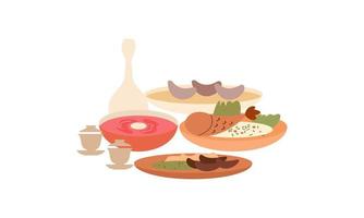 Traditional meals of diverse cuisines logo vector