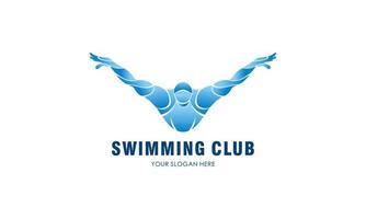 Blue swimming logo silhouette sea ocean water wave logo vector