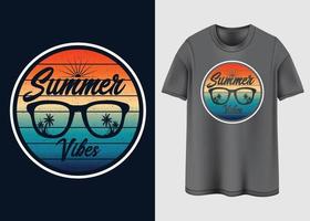 diseño de camiseta de tipografía de vibraciones de verano vector