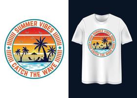 diseño de camiseta de tipografía de vibraciones de verano vector