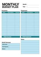 Beautiful Monthly budget planner, Monthly Finance planner template vector
