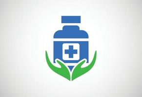 diseño de logotipo de botella médica, plantilla de diseño vectorial vector