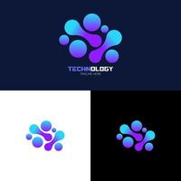 Illustration Technology Logo Design. Digital technology. Brain Logo Template. Abstract vector logo