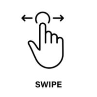 Swipe Gesture of Computer Mouse. Pointer Finger Black Line Icon. Cursor Hand Linear Pictogram. Click Press Double Tap Touch Point Outline Symbol. Editable Stroke. Isolated Vector Illustration.