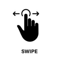 Swipe Gesture, Hand Cursor of Computer Mouse Black Silhouette Icon. Pointer Finger Glyph Pictogram. Click Double Press Touch Point Tap on Cyberspace Website Sign. Isolated Vector Illustration.