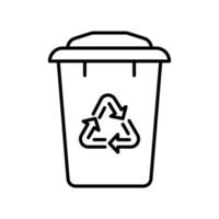 Reuse Eco Container Line Icon. Recycling Bin for Organic Garbage Linear Pictogram. Ecology Recycle Basket Outline Icon. Environmental Conservation. Editable Stroke. Isolated Vector Illustration.