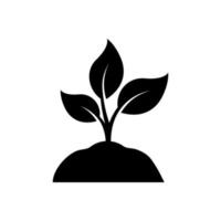 Sprout of Plant in Ecology Garden Silhouette Icon. Organic Growth Leaf on Soil Glyph Pictogram. Eco Natural Seed, Agriculture Symbol. Eco Friendly Farm Sign. Isolated Vector Illustration.
