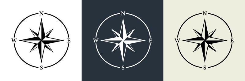 Compass Navigation Silhouette Icon Set. North South West East Orientation Direction Glyph Pictogram. Nautical Antique Rose Wind Navigator for Sea Adventure Icon. Isolated Vector Illustration.