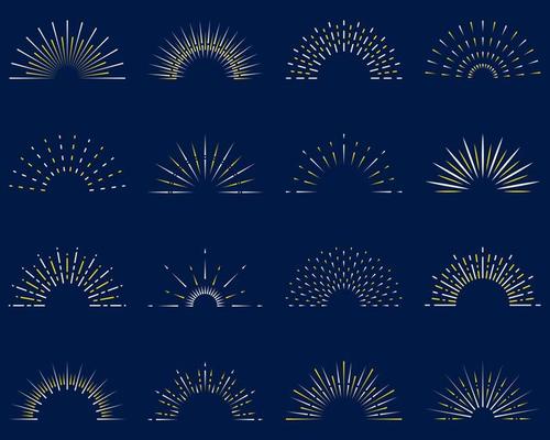 Sun Burst Light Half Line Icon. Starburst Semicircle Sunshine Sparkle Retro Linear Pictogram. Radial Half Sunrise Ray Outline Icon. Sunburst Shine Decorative Element. Isolated Vector Illustration.