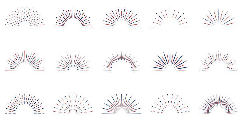 Sunburst Shine Line Icon on Dark Background. Sun Burst Light Half Circle Linear Pictogram. Semicircle Sunshine Sparkle Bang Retro Vintage Minimal Outline Icon. Isolated Vector Illustration.