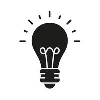 Light Bulb Bright, Creative Solution, and Innovation Pictogram. Lightbulb Smart Idea Concept Silhouette Icon. Efficient Electric Low Energy Lightbulb Glyph Sign. Isolated Vector Illustration.