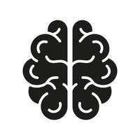 Human Brain Silhouette Icon. Medical Neurology, Psychology Glyph Pictogram. Knowledge, Memory, Mind, Intelligence Icon. Human Brain Anatomy in Areal View. Isolated Vector Illustration.