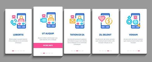 Dating App Onboarding Elements Icons Set Vector