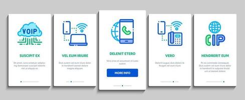 Voip Calling System Onboarding Icons Set Vector
