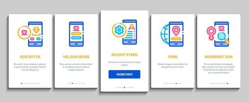 Dating App Onboarding Elements Icons Set Vector