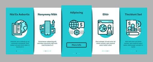 Global Business Finance Strategy Onboarding Elements Icons Set Vector