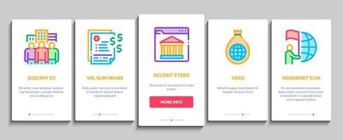 Global Business Finance Strategy Onboarding Elements Icons Set Vector