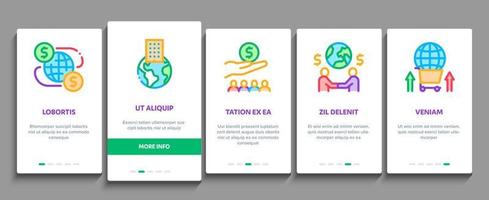 Global Business Finance Strategy Onboarding Elements Icons Set Vector