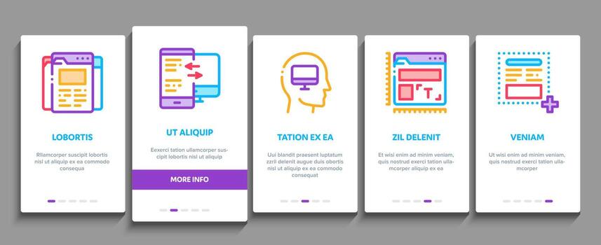 Web Design Development Onboarding Elements Icons Set Vector