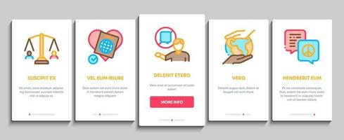 Tolerance And Equality Onboarding Elements Icons Set Vector