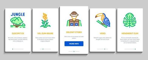 Jungle Tropical Forest Onboarding Elements Icons Set Vector