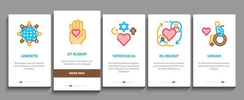 Tolerance And Equality Onboarding Elements Icons Set Vector