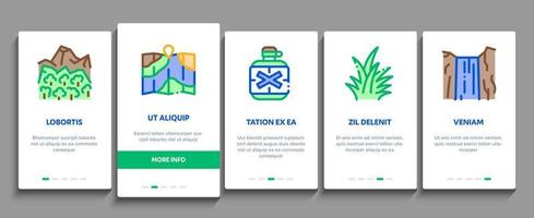 Jungle Tropical Forest Onboarding Elements Icons Set Vector