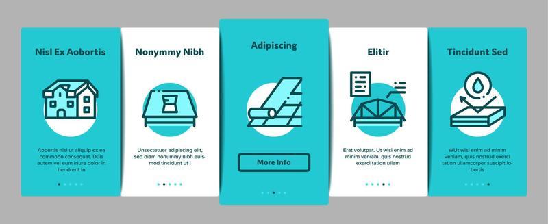 Roof Housetop Material Onboarding Elements Icons Set Vector