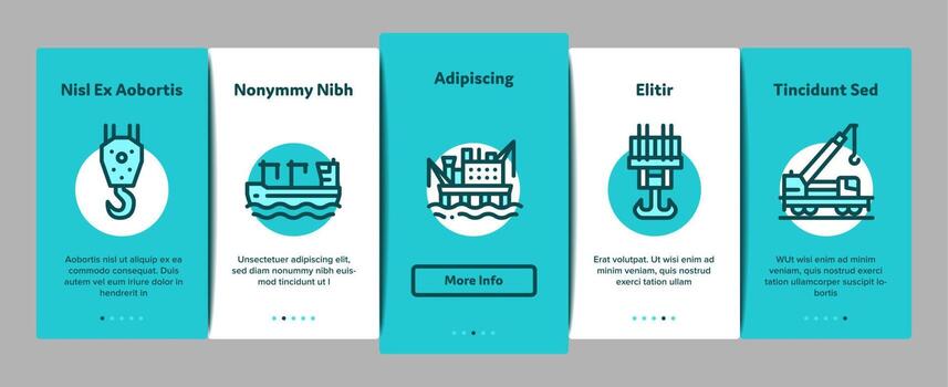 Crane Building Machine Onboarding Elements Icons Set Vector