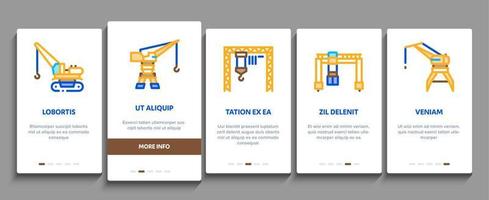 Crane Building Machine Onboarding Elements Icons Set Vector