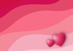 Valentine pink wave and heart smooth background vector