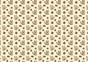 Cartoon cute cat with ball pattern happy feel background vector