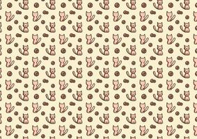 Cartoon cute cat with ball pattern happy feel background vector