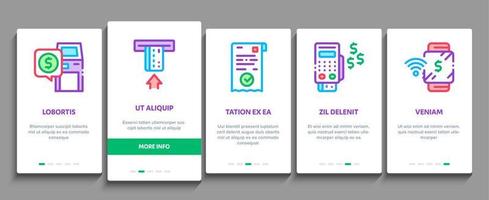 Pos Terminal Device Onboarding Elements Icons Set Vector