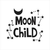 Moon Child lettering with stars vector