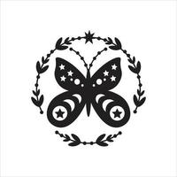 Celestial butterfly with twig round shape vector