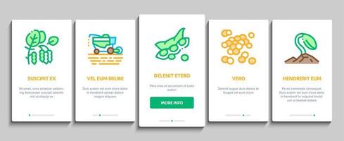 Soy Bean Food Product Onboarding Elements Icons Set Vector