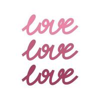 Three words love hand drawn lettering vector