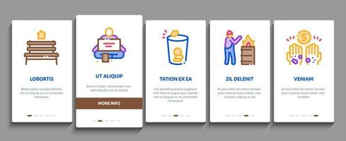 Homeless Beggar People Onboarding Elements Icons Set Vector